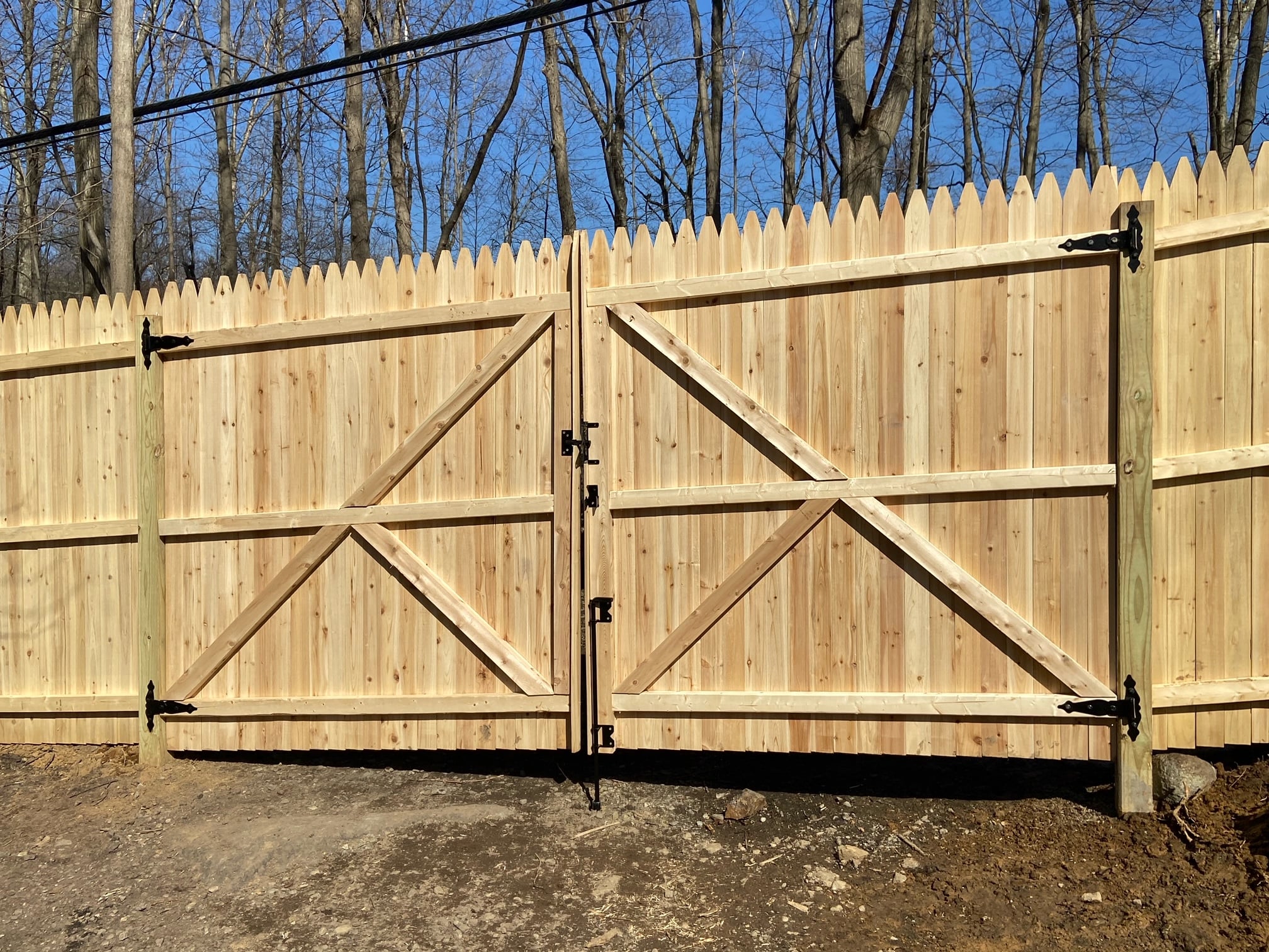 wood double drive gate